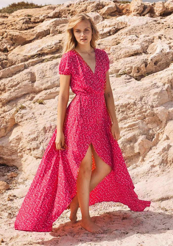 Daphne Easy Days Wrap Maxi Dress Red