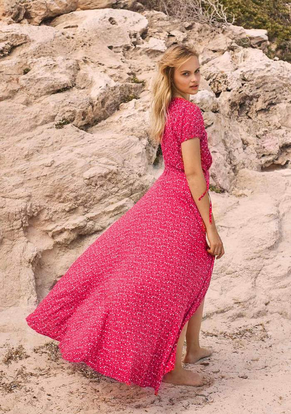 Daphne Easy Days Wrap Maxi Dress Red