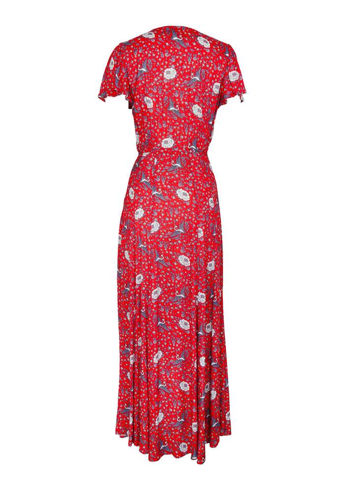 Valentina Fiesta Wrap Maxi Dress Off Red