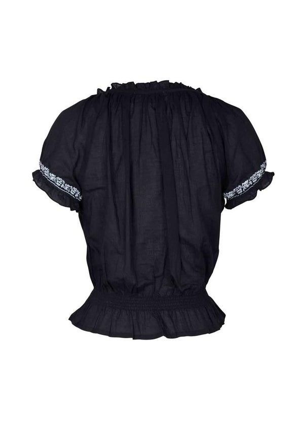 Ivy Embroidered Blouse Black